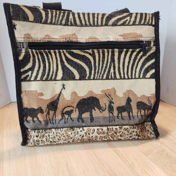 Safari-theme Handbag or shoulder bag with zipped compartments - Picture 1 of 10